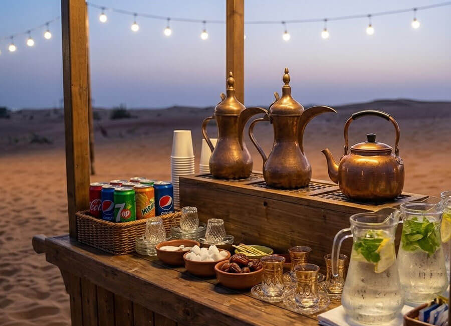 10-evening-desert-safari-dubai-arabin-tea-coffee-soft-drinks